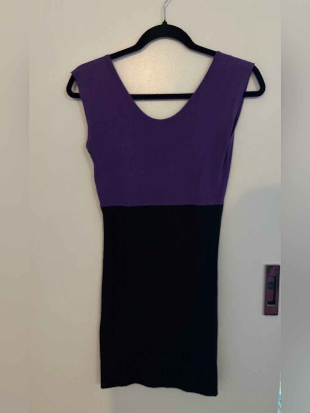 American Apparel Sleeveless Purple and Black Colorblock Bodycon Dress